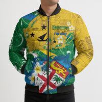 Malampa Fiji Day Bomber Puffer Jacket 10 October Together We Grow Grunge Tapa Motifs