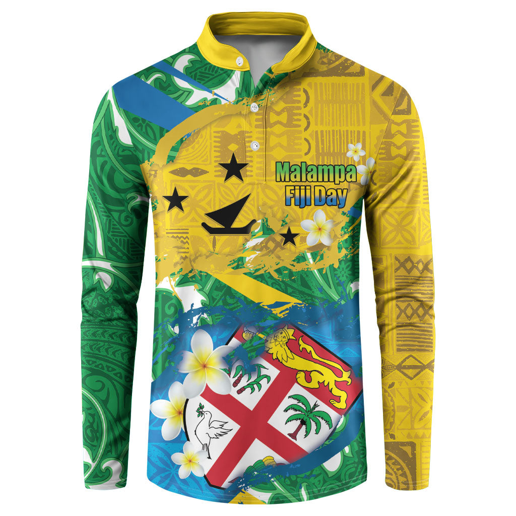 Malampa Fiji Day Button Sweatshirt 10 October Together We Grow Grunge Tapa Motifs