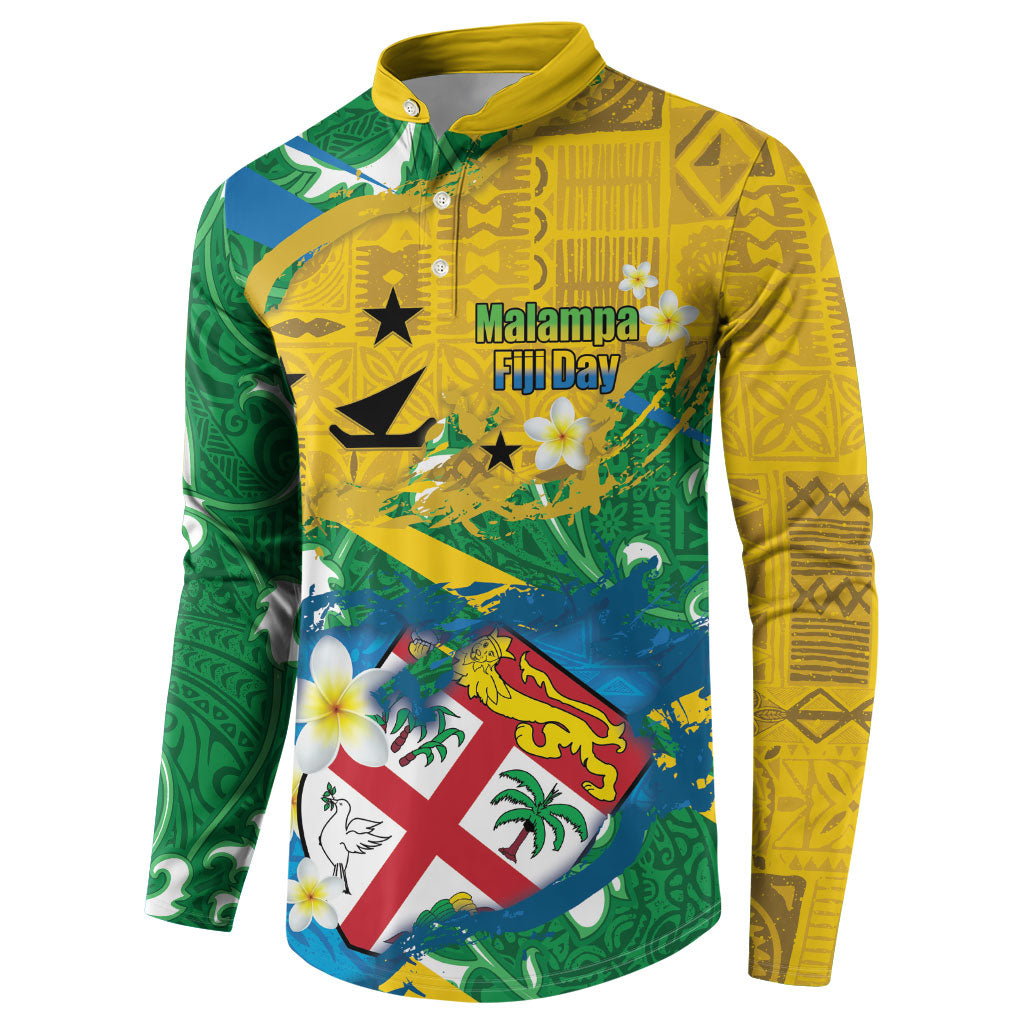 Malampa Fiji Day Button Sweatshirt 10 October Together We Grow Grunge Tapa Motifs