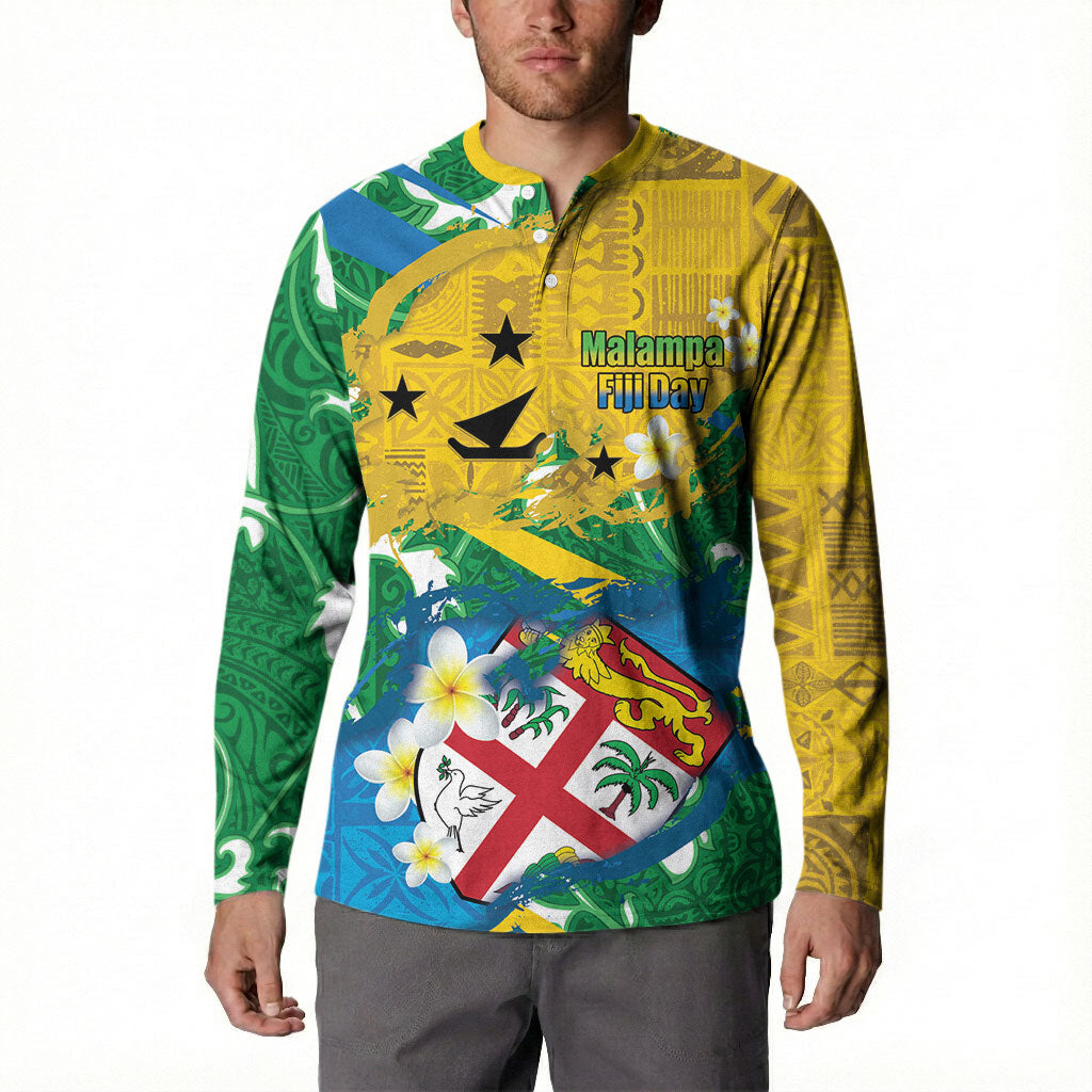 Malampa Fiji Day Button Sweatshirt 10 October Together We Grow Grunge Tapa Motifs