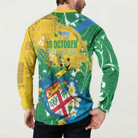 Malampa Fiji Day Button Sweatshirt 10 October Together We Grow Grunge Tapa Motifs