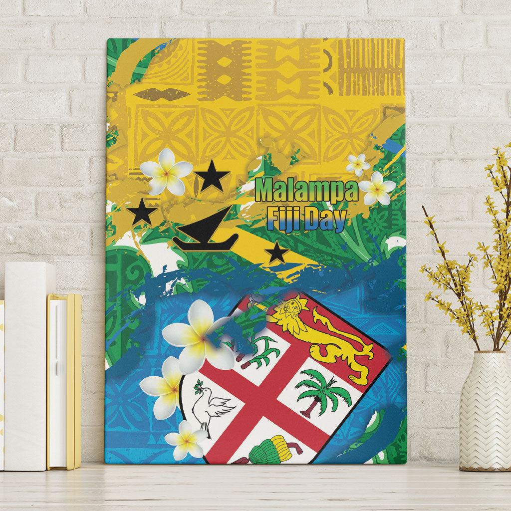 Malampa Fiji Day Canvas Wall Art 10 October Together We Grow Grunge Tapa Motifs LT14 Without Frame Multicolor - Polynesian Pride