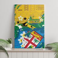 Malampa Fiji Day Canvas Wall Art 10 October Together We Grow Grunge Tapa Motifs