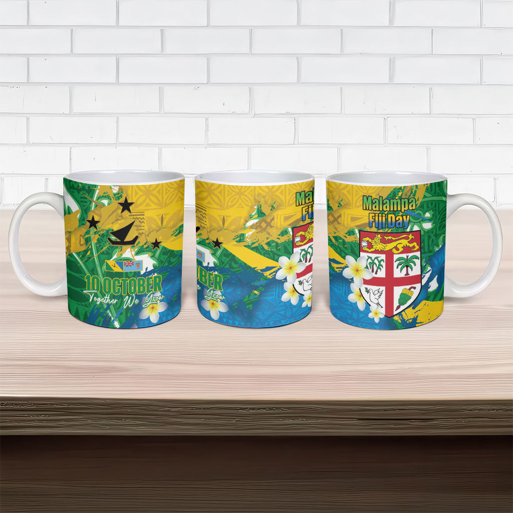 Malampa Fiji Day Ceramic Mug 10 October Together We Grow Grunge Tapa Motifs
