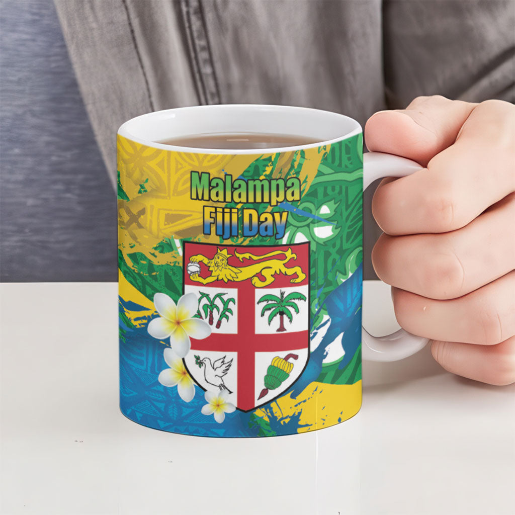 Malampa Fiji Day Ceramic Mug 10 October Together We Grow Grunge Tapa Motifs