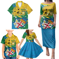 Malampa Fiji Day Family Matching Puletasi and Hawaiian Shirt 10 October Together We Grow Grunge Tapa Motifs
