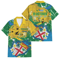 Malampa Fiji Day Family Matching Puletasi and Hawaiian Shirt 10 October Together We Grow Grunge Tapa Motifs