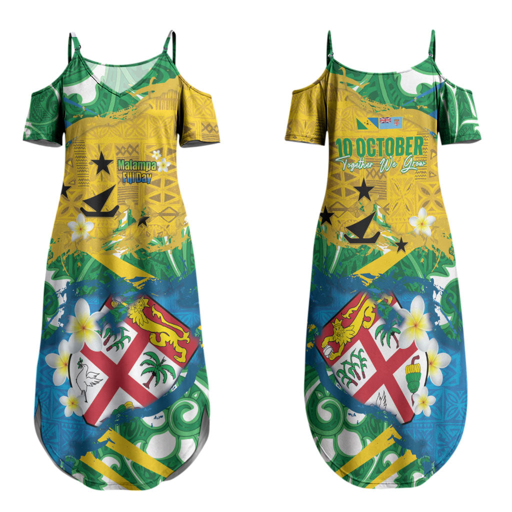 Malampa Fiji Day Family Matching Summer Maxi Dress and Hawaiian Shirt 10 October Together We Grow Grunge Tapa Motifs