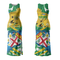 Malampa Fiji Day Family Matching Tank Maxi Dress and Hawaiian Shirt 10 October Together We Grow Grunge Tapa Motifs