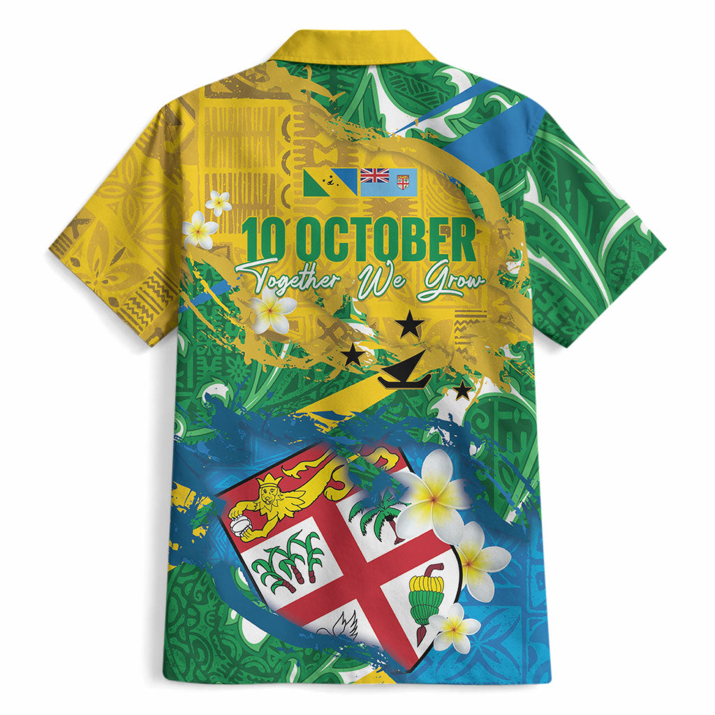 Malampa Fiji Day Hawaiian Shirt 10 October Together We Grow Grunge Tapa Motifs