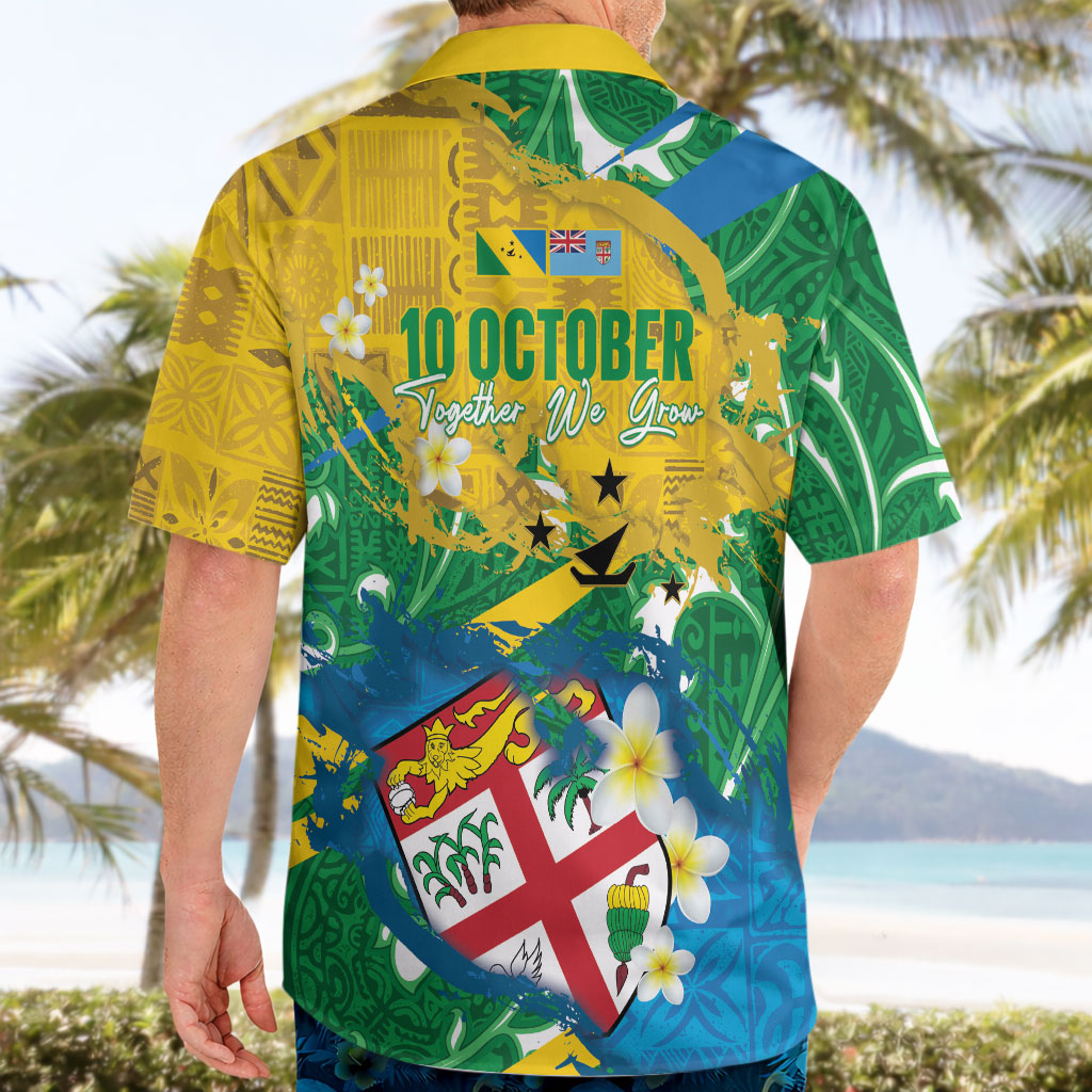 Malampa Fiji Day Hawaiian Shirt 10 October Together We Grow Grunge Tapa Motifs