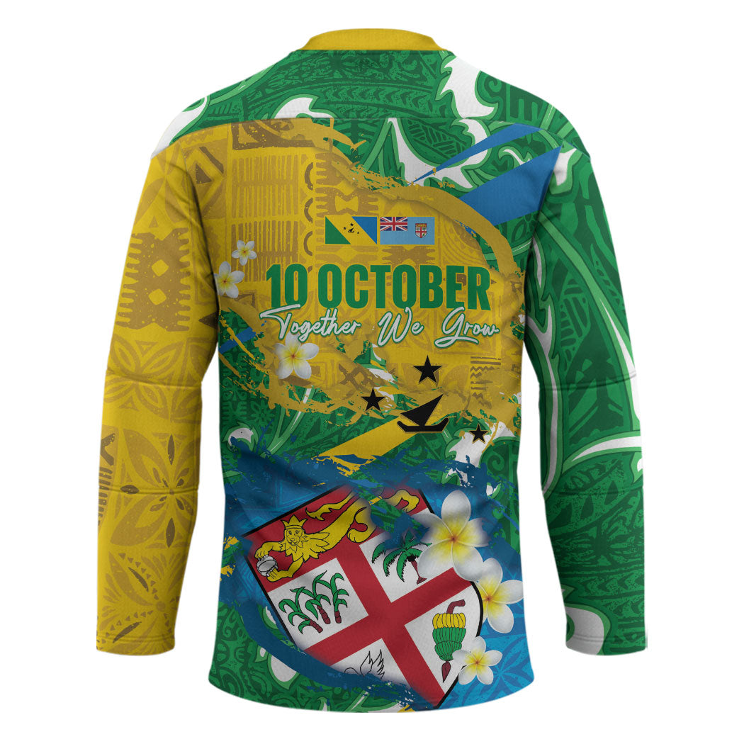 Malampa Fiji Day Hockey Jersey 10 October Together We Grow Grunge Tapa Motifs