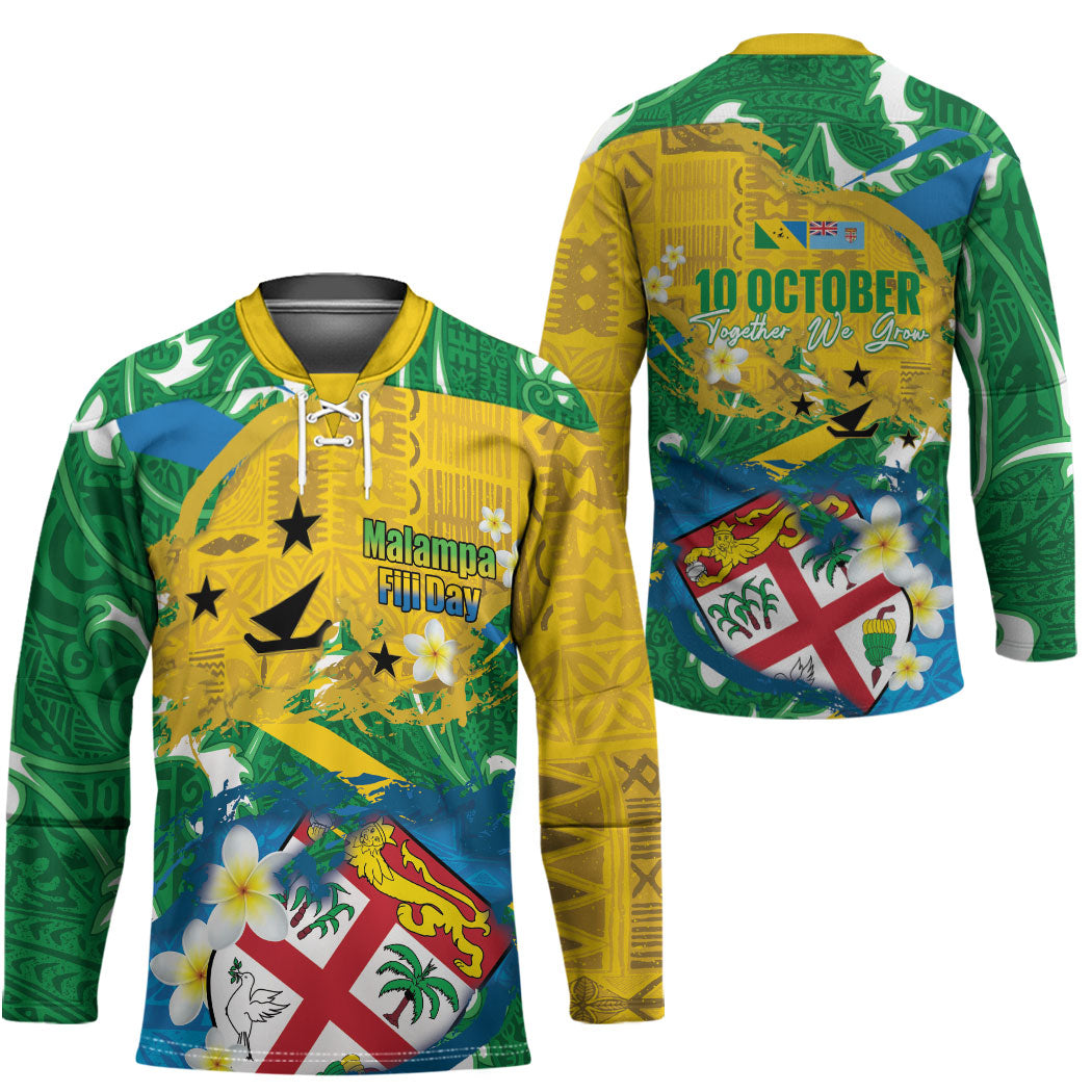 Malampa Fiji Day Hockey Jersey 10 October Together We Grow Grunge Tapa Motifs