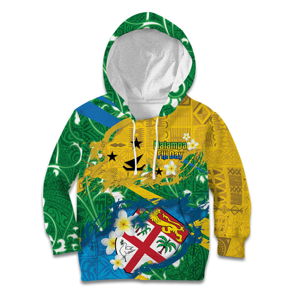 Malampa Fiji Day Kid Hoodie 10 October Together We Grow Grunge Tapa Motifs LT14 Hoodie Multicolor - Polynesian Pride