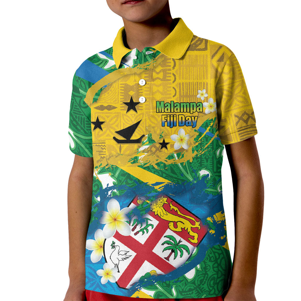 Malampa Fiji Day Kid Polo Shirt 10 October Together We Grow Grunge Tapa Motifs LT14 Kid Multicolor - Polynesian Pride
