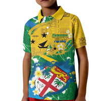 Malampa Fiji Day Kid Polo Shirt 10 October Together We Grow Grunge Tapa Motifs