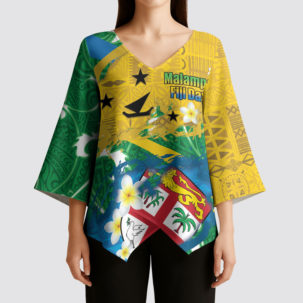 Malampa Fiji Day Kimono Sleeve Blouse 10 October Together We Grow Grunge Tapa Motifs