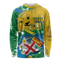 Malampa Fiji Day Long Sleeve Shirt 10 October Together We Grow Grunge Tapa Motifs
