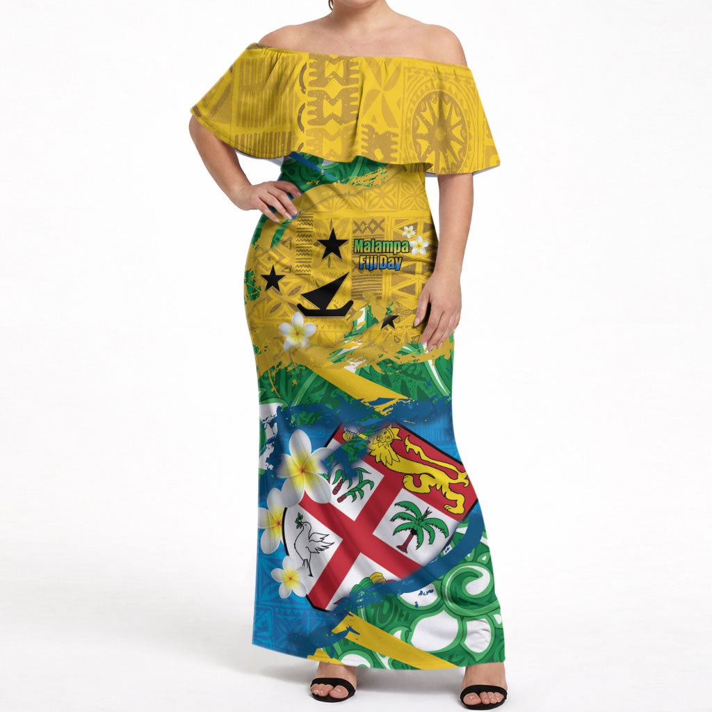 Malampa Fiji Day Off Shoulder Maxi Dress 10 October Together We Grow Grunge Tapa Motifs