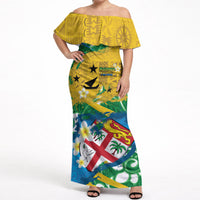 Malampa Fiji Day Off Shoulder Maxi Dress 10 October Together We Grow Grunge Tapa Motifs