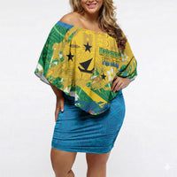 Malampa Fiji Day Off Shoulder Short Dress 10 October Together We Grow Grunge Tapa Motifs