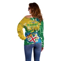 Malampa Fiji Day Off Shoulder Sweater 10 October Together We Grow Grunge Tapa Motifs