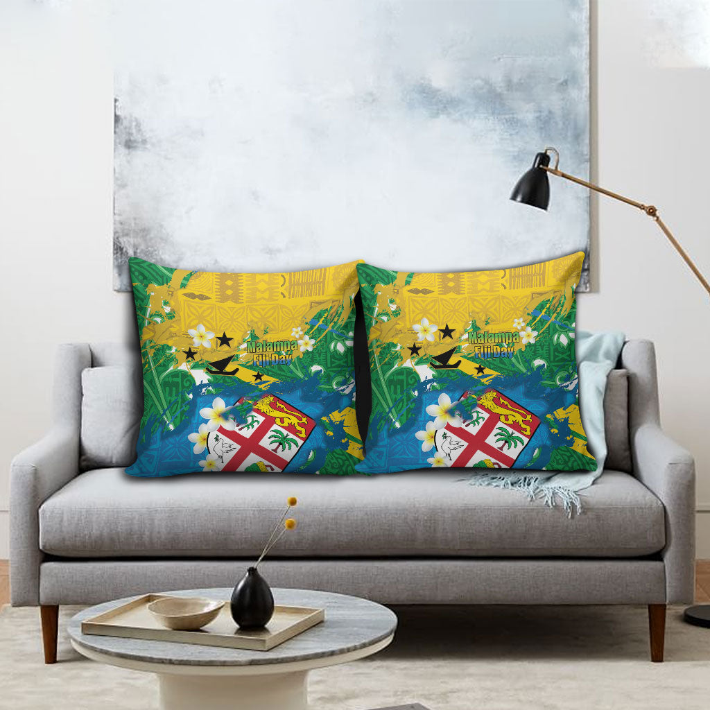 Malampa Fiji Day Pillow Cover 10 October Together We Grow Grunge Tapa Motifs