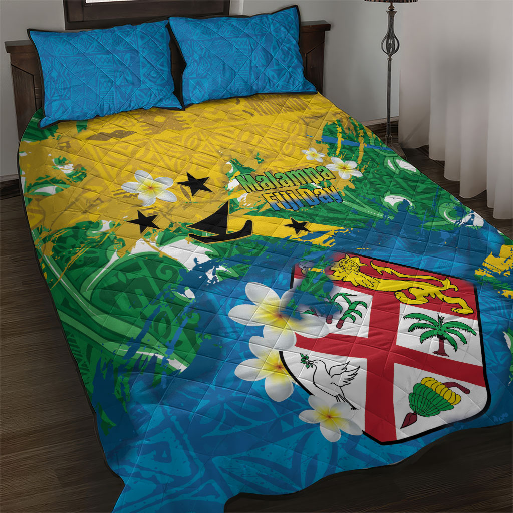 Malampa Fiji Day Quilt Bed Set 10 October Together We Grow Grunge Tapa Motifs