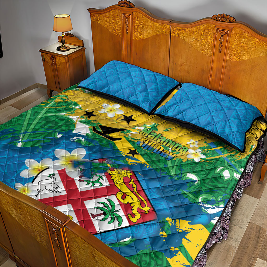 Malampa Fiji Day Quilt Bed Set 10 October Together We Grow Grunge Tapa Motifs