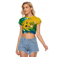 Malampa Fiji Day Raglan Cropped T Shirt 10 October Together We Grow Grunge Tapa Motifs