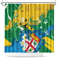 Malampa Fiji Day Shower Curtain 10 October Together We Grow Grunge Tapa Motifs