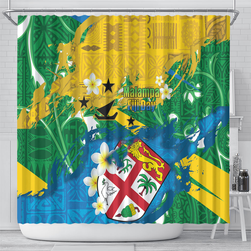 Malampa Fiji Day Shower Curtain 10 October Together We Grow Grunge Tapa Motifs