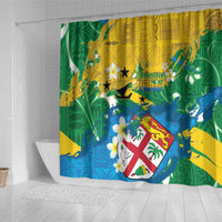 Malampa Fiji Day Shower Curtain 10 October Together We Grow Grunge Tapa Motifs