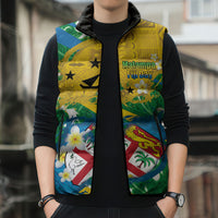 Malampa Fiji Day Sleeveless Puffer Jacket 10 October Together We Grow Grunge Tapa Motifs
