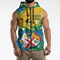 Malampa Fiji Day Sleeveless Zip Hoodie 10 October Together We Grow Grunge Tapa Motifs