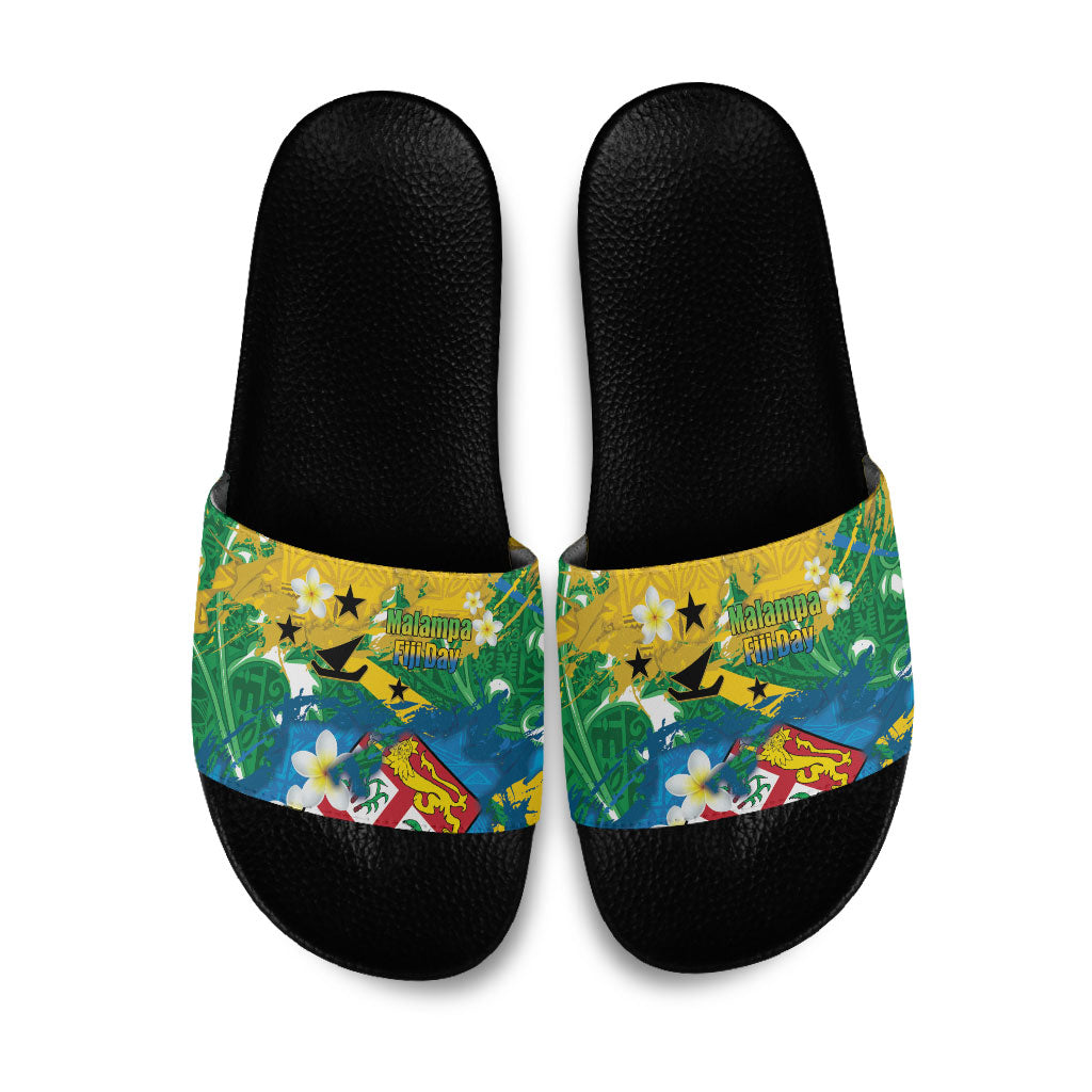Malampa Fiji Day Slide Sandals 10 October Together We Grow Grunge Tapa Motifs