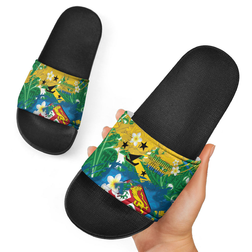 Malampa Fiji Day Slide Sandals 10 October Together We Grow Grunge Tapa Motifs