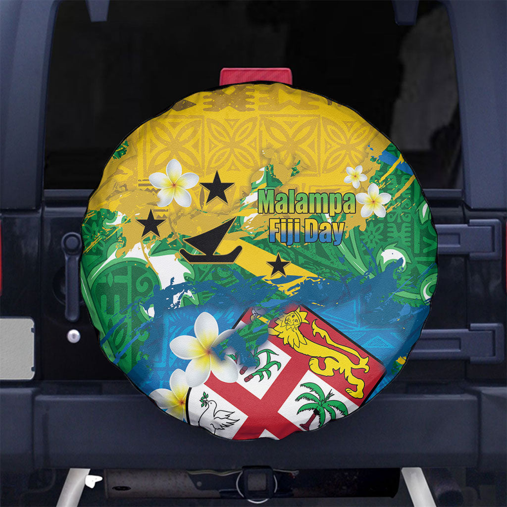 Malampa Fiji Day Spare Tire Cover 10 October Together We Grow Grunge Tapa Motifs LT14 No hole Multicolor - Polynesian Pride