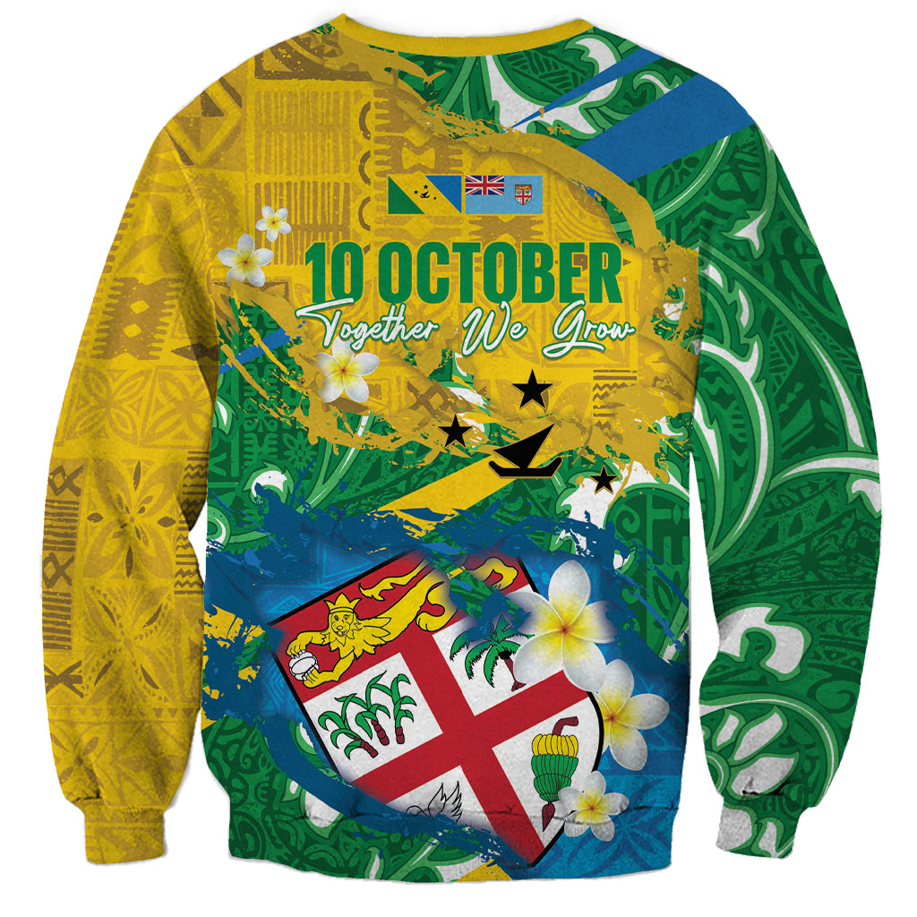 Malampa Fiji Day Sweatshirt 10 October Together We Grow Grunge Tapa Motifs