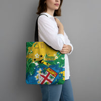Malampa Fiji Day Tote Bag 10 October Together We Grow Grunge Tapa Motifs