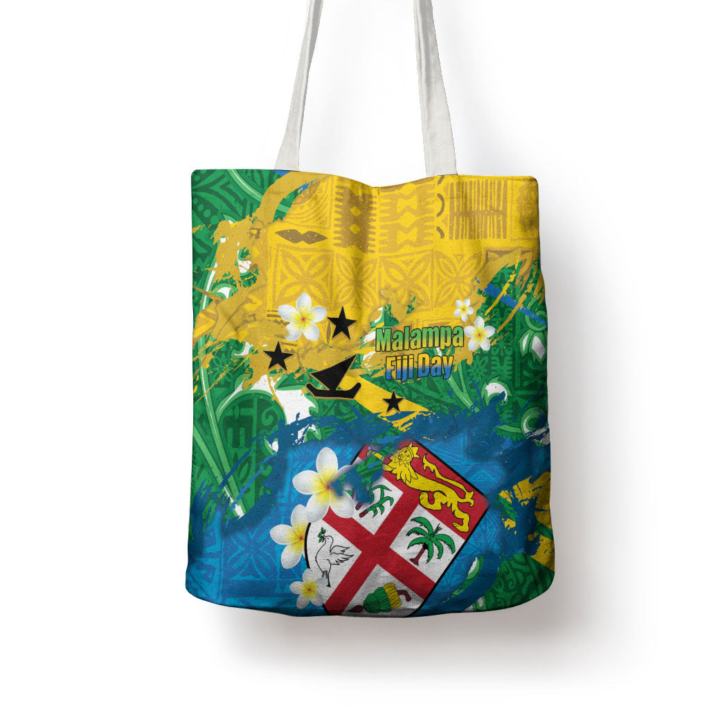 Malampa Fiji Day Tote Bag 10 October Together We Grow Grunge Tapa Motifs