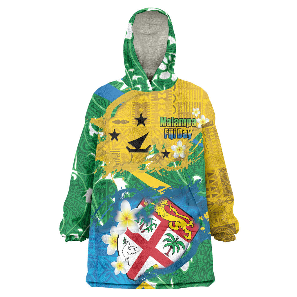 Malampa Fiji Day Wearable Blanket Hoodie 10 October Together We Grow Grunge Tapa Motifs