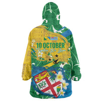 Malampa Fiji Day Wearable Blanket Hoodie 10 October Together We Grow Grunge Tapa Motifs