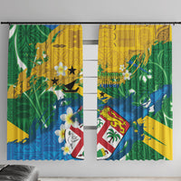 Malampa Fiji Day Window Curtain 10 October Together We Grow Grunge Tapa Motifs