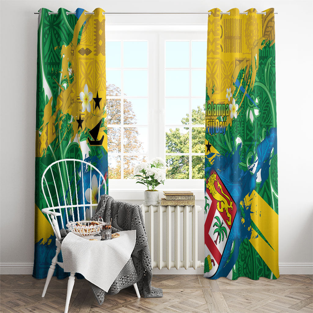 Malampa Fiji Day Window Curtain 10 October Together We Grow Grunge Tapa Motifs