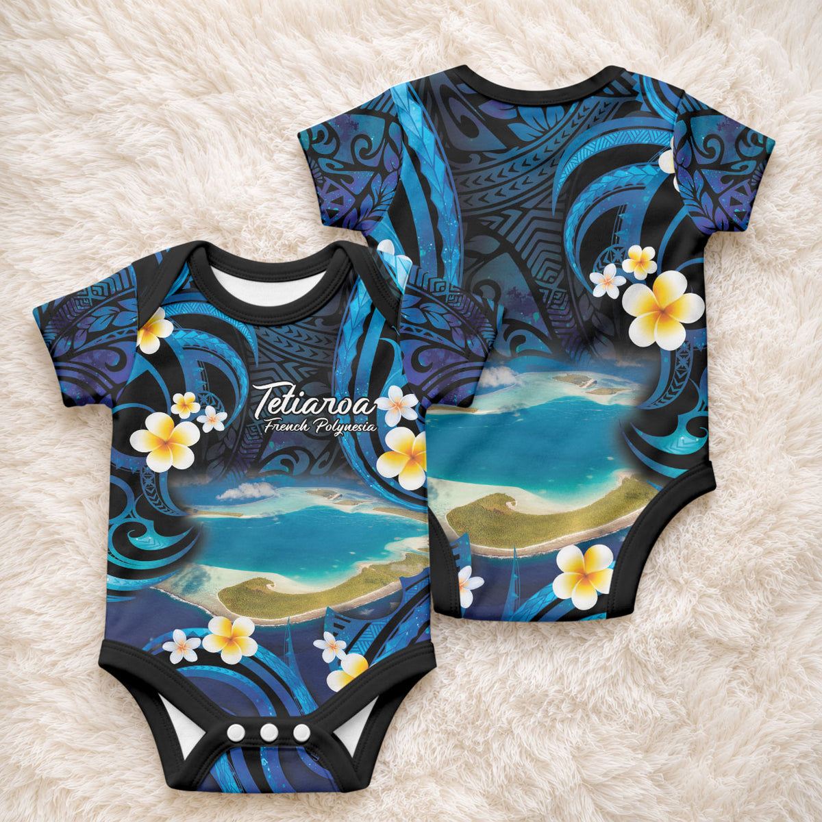 French Polynesia Tetiaroa Atoll Baby Onesie Polynesian Curves Style LT14 - Polynesian Pride