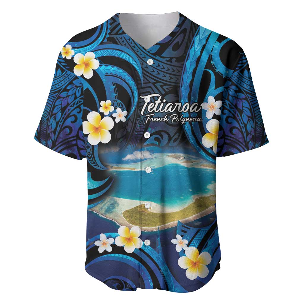 French Polynesia Tetiaroa Atoll Baseball Jersey Polynesian Curves Style