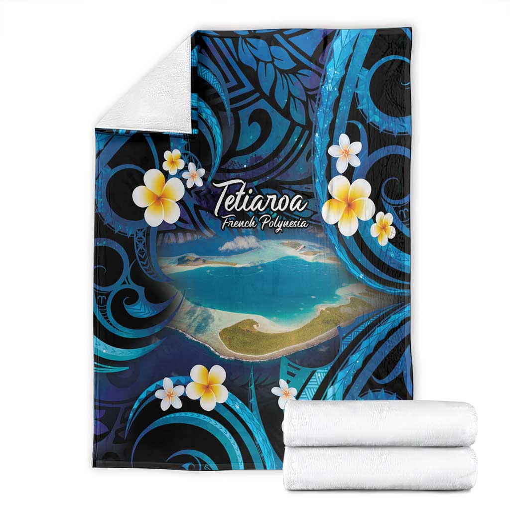 French Polynesia Tetiaroa Atoll Blanket Polynesian Curves Style