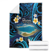 French Polynesia Tetiaroa Atoll Blanket Polynesian Curves Style