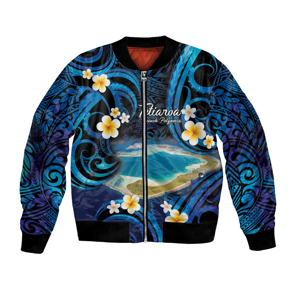 French Polynesia Tetiaroa Atoll Bomber Jacket Polynesian Curves Style